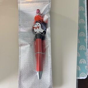 Cute Ghost Themed Pen with Red Accents